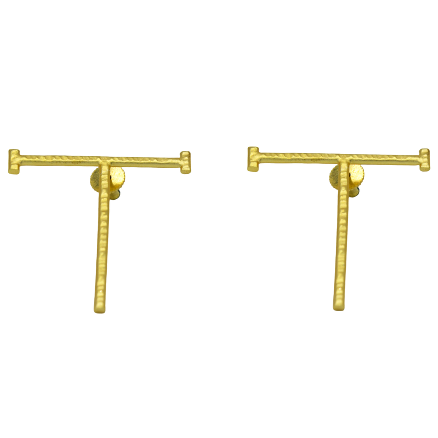 English Alphabet "T" Brass Earring - DeKulture DKW-1347-SEJ