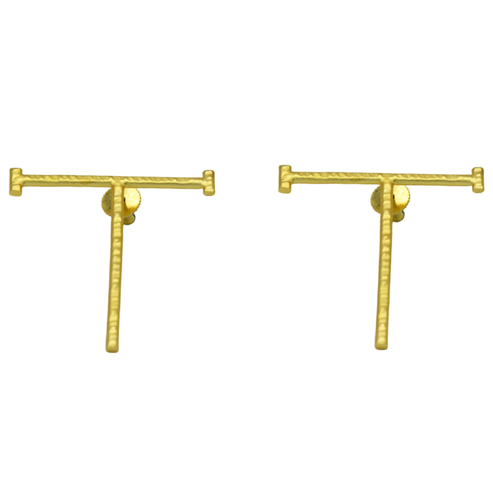 English Alphabet "T" Brass Earring - DeKulture DKW-1347-SEJ