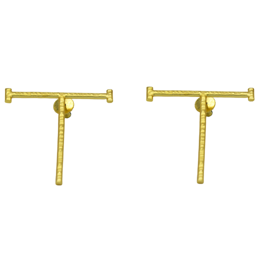 English Alphabet "T" Brass Earring - DeKulture DKW-1347-SEJ
