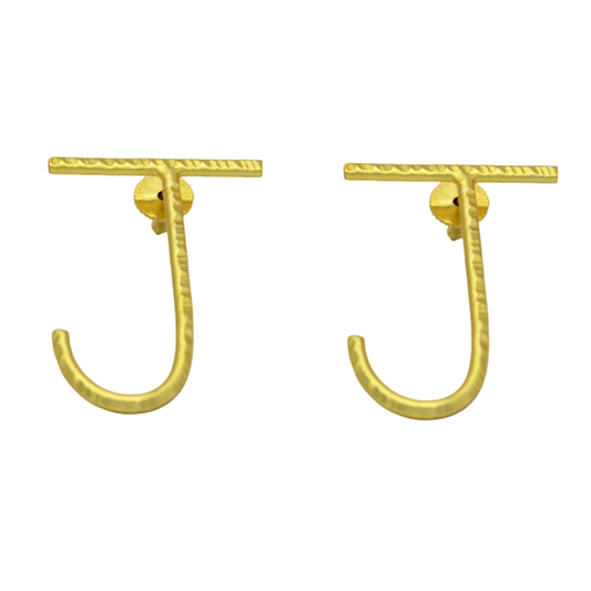 English Alphabet "J" Brass Earring - DeKulture DKW-1353-SEJ