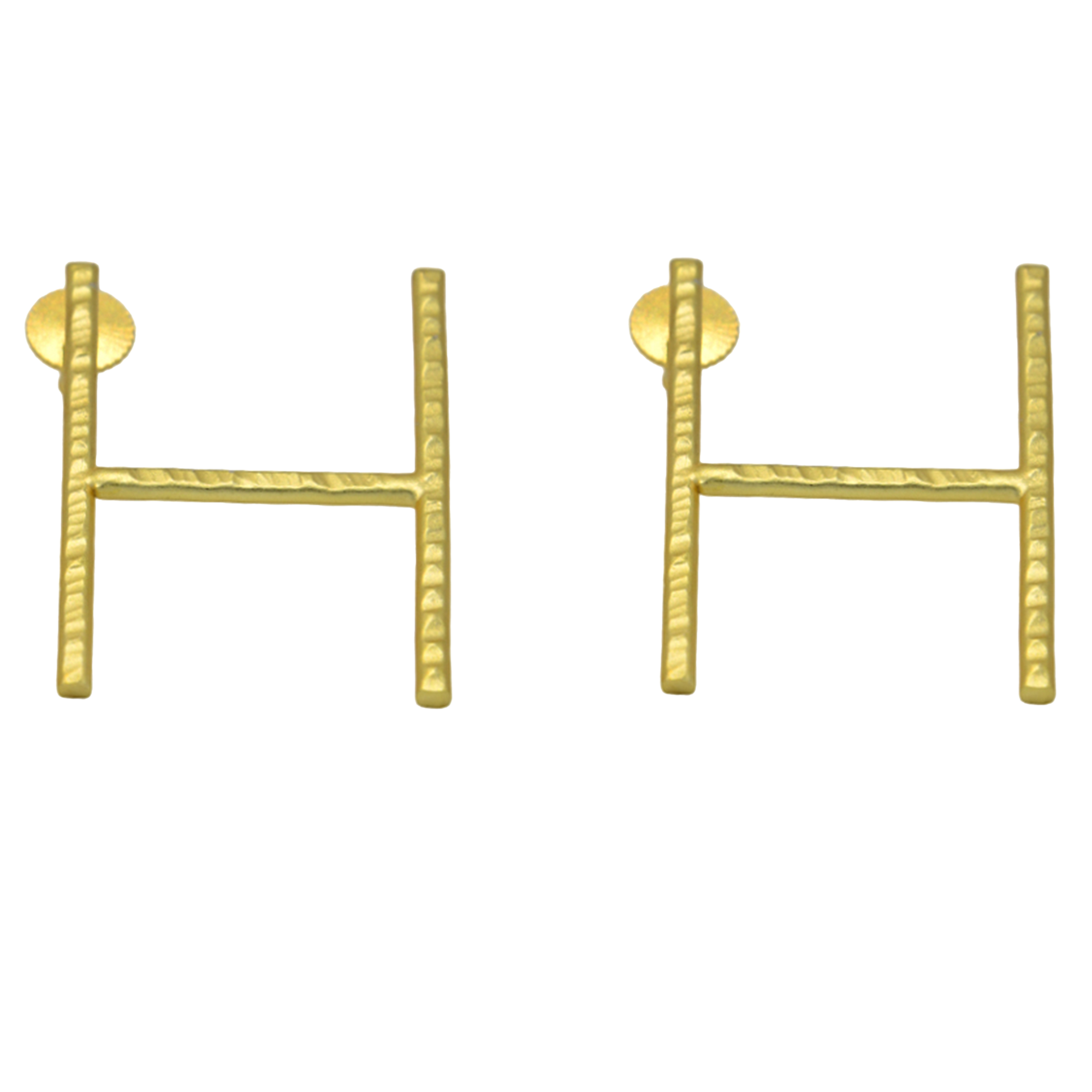 English Alphabet "H" Brass Earring - DeKulture DKW-1365-SEJ