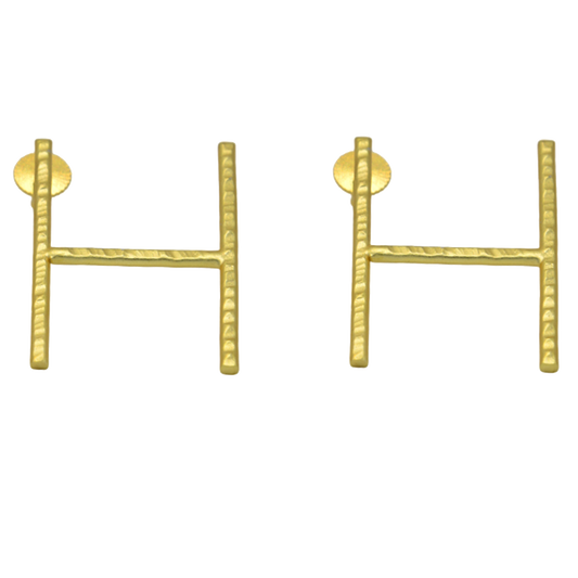 English Alphabet "H" Brass Earring - DeKulture DKW-1365-SEJ