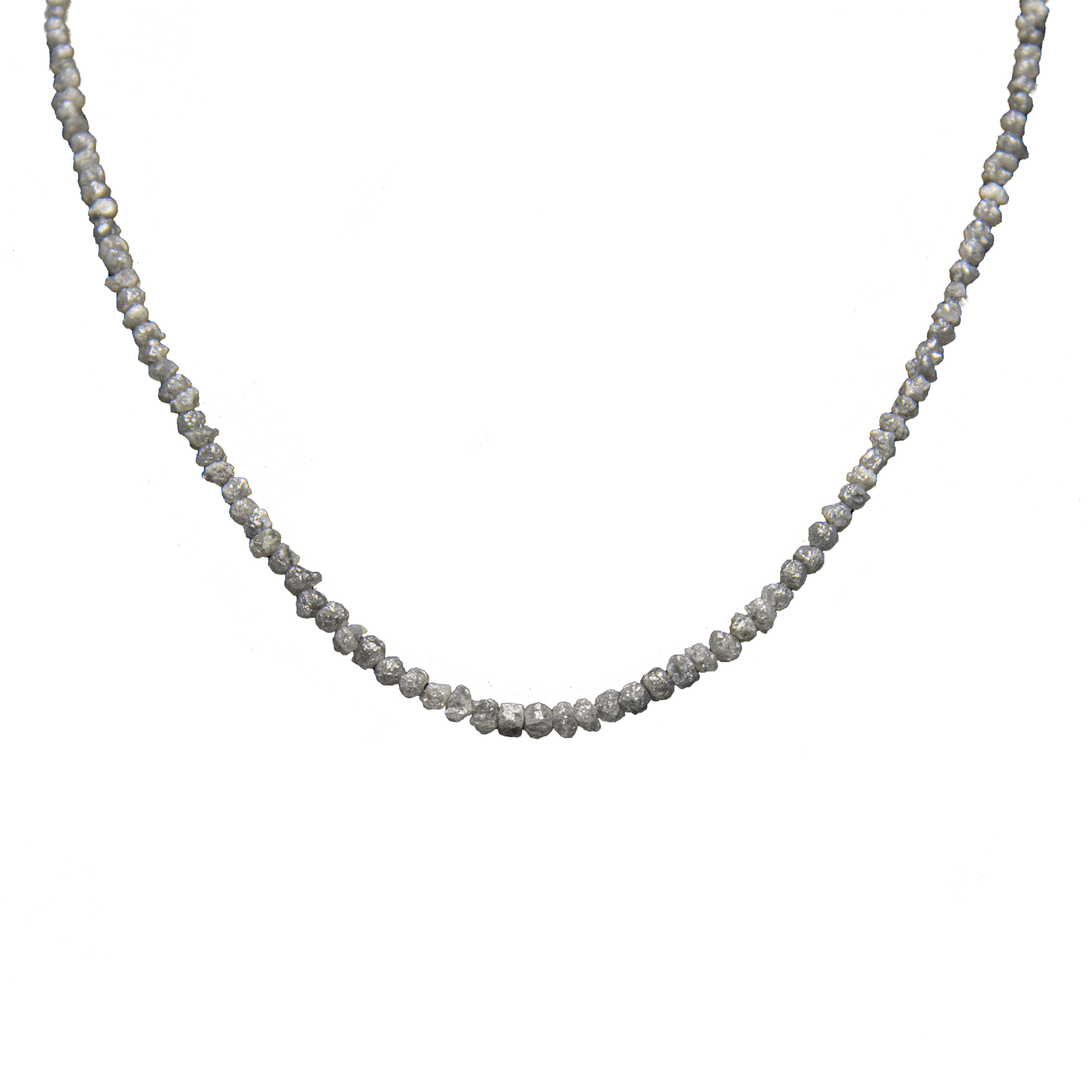 Big Grey Rough Diamond Bead Necklace with Silver Clasp - DeKulture DKW-1376-Small-BNK