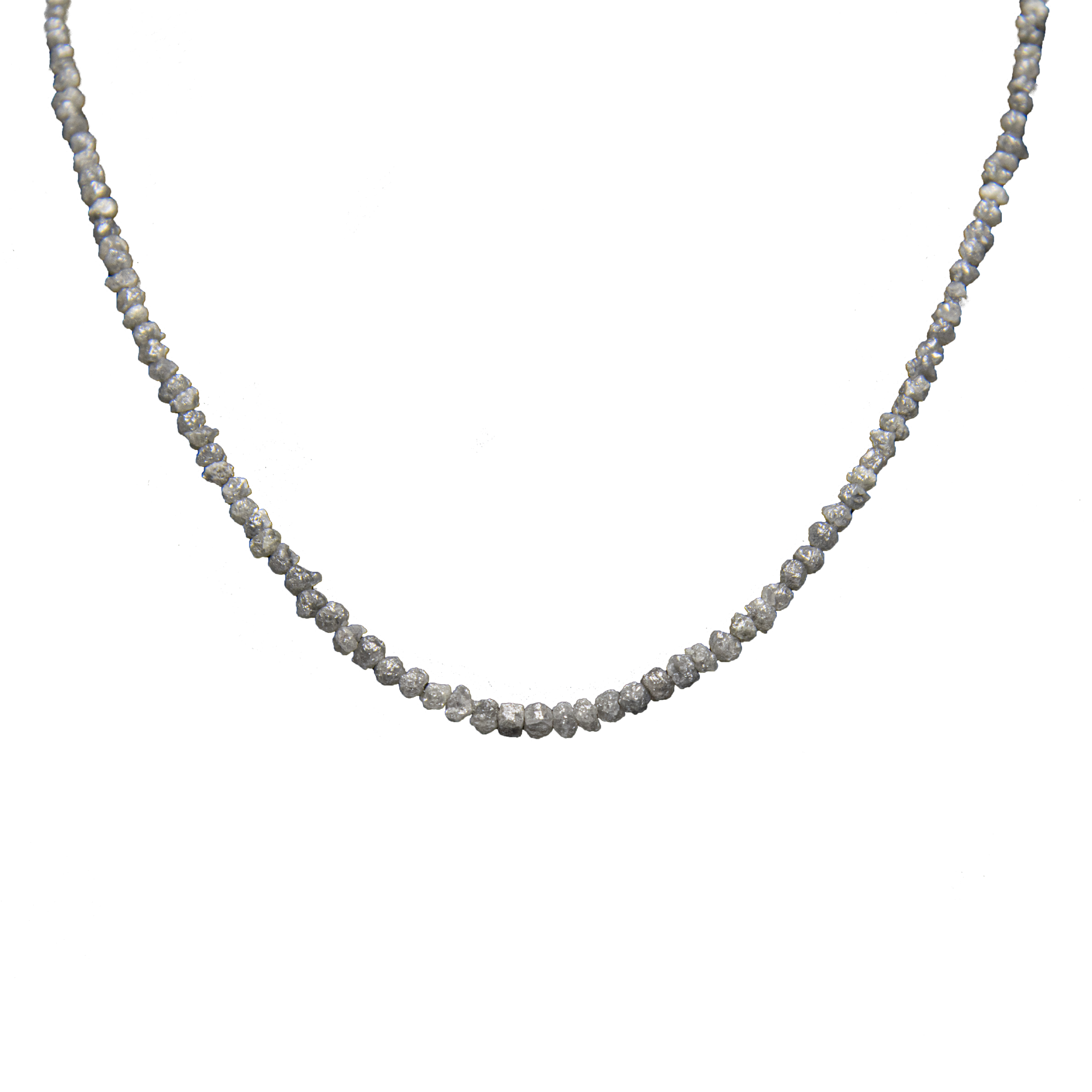 Big Grey Rough Diamond Bead Necklace with Silver Clasp - DeKulture DKW-1376-Small-BNK