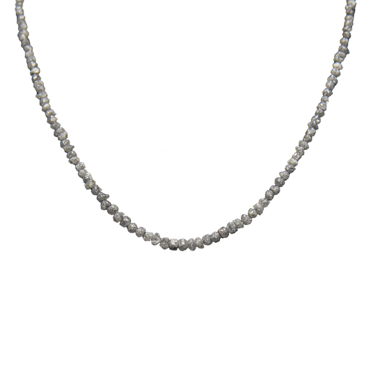 Big Grey Rough Diamond Bead Necklace with Silver Clasp - DeKulture DKW-1376-Small-BNK