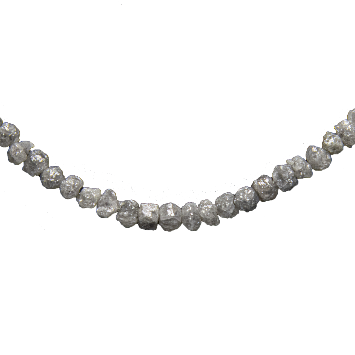 Big Grey Rough Diamond Bead Necklace with Silver Clasp - DeKulture DKW-1376-Small-BNK
