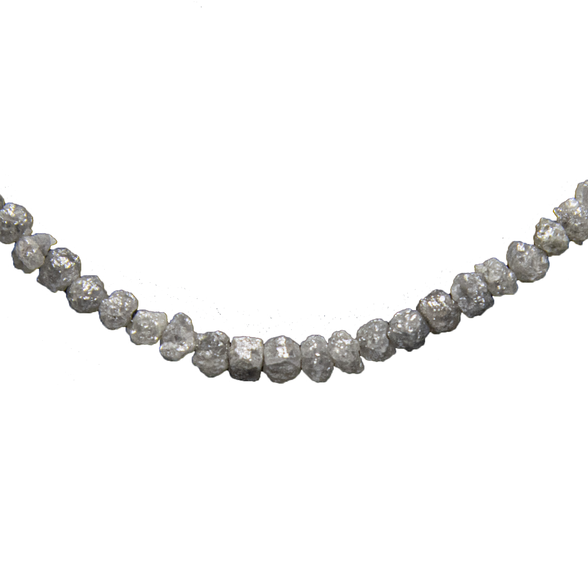 Big Grey Rough Diamond Bead Necklace with Silver Clasp - DeKulture DKW-1376-Small-BNK