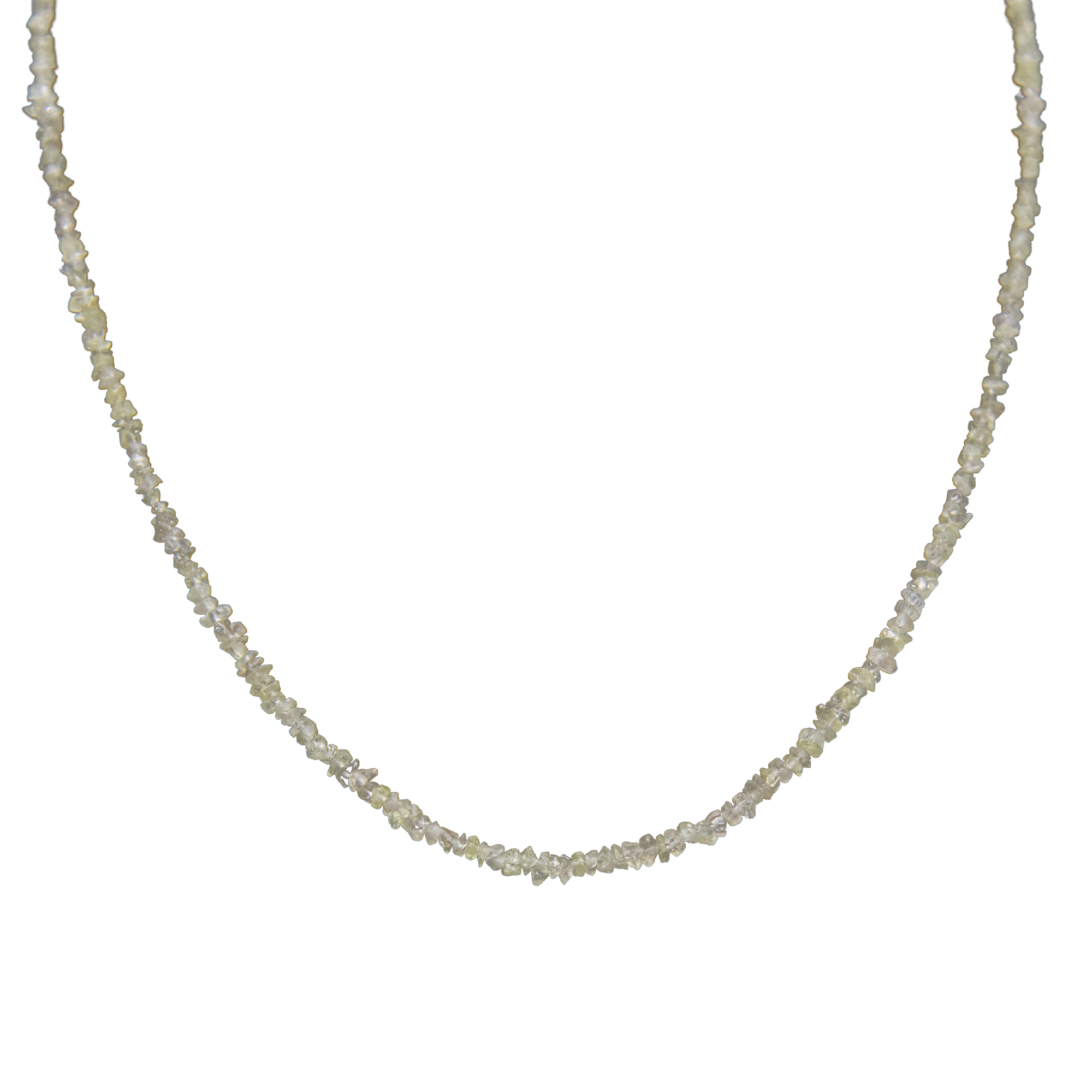 White Rough Diamond Bead Necklace with Silver Clasp - DeKulture DKW-1377-Small-BNK