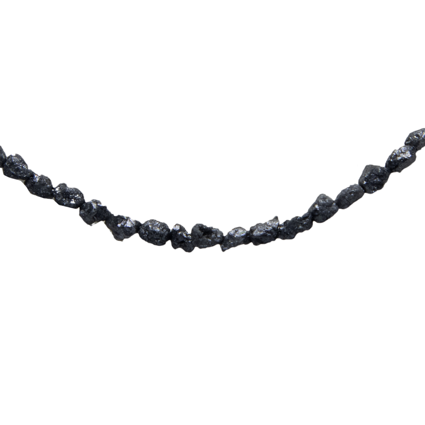 Black Rough Diamond Bead Necklace with Silver Clasp - DeKulture DKW-1378-Small-BNK