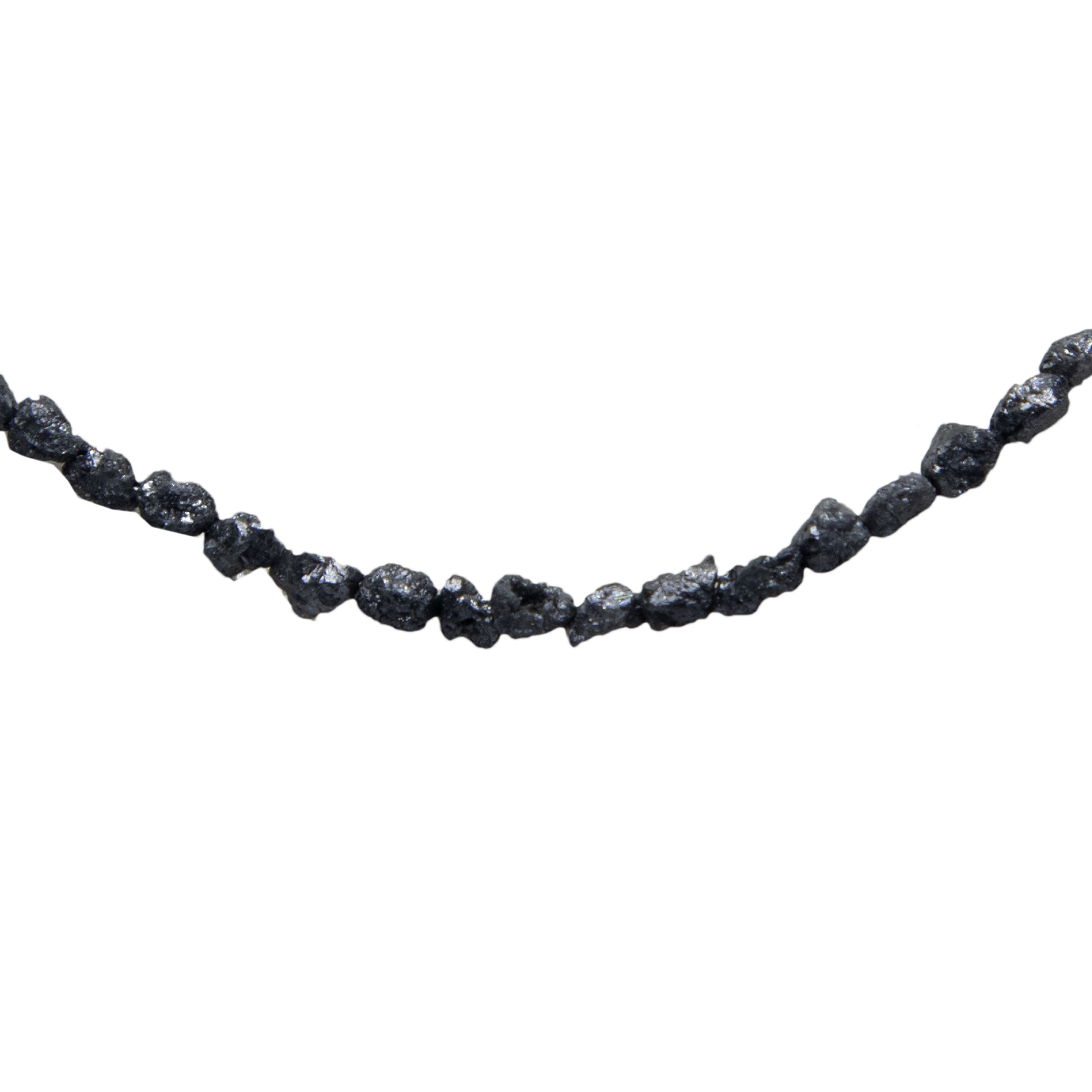 Black Rough Diamond Bead Necklace with Silver Clasp - DeKulture DKW-1378-Small-BNK