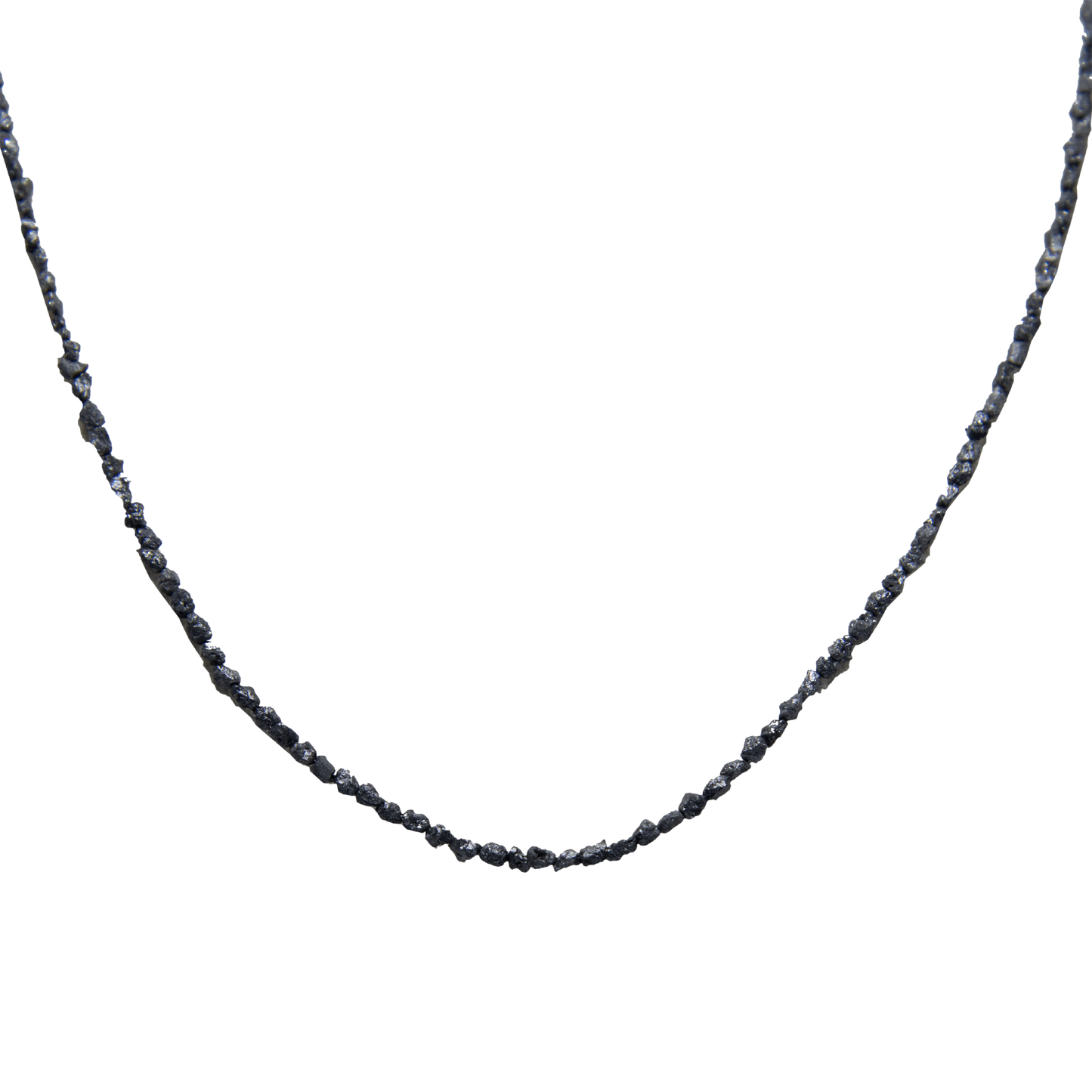 Black Rough Diamond Bead Necklace with Silver Clasp - DeKulture DKW-1378-Small-BNK