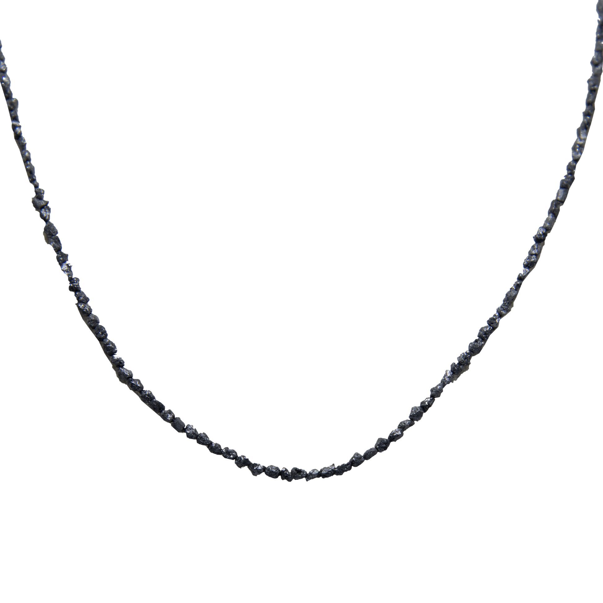 Black Rough Diamond Bead Necklace with Silver Clasp - DeKulture DKW-1378-Small-BNK