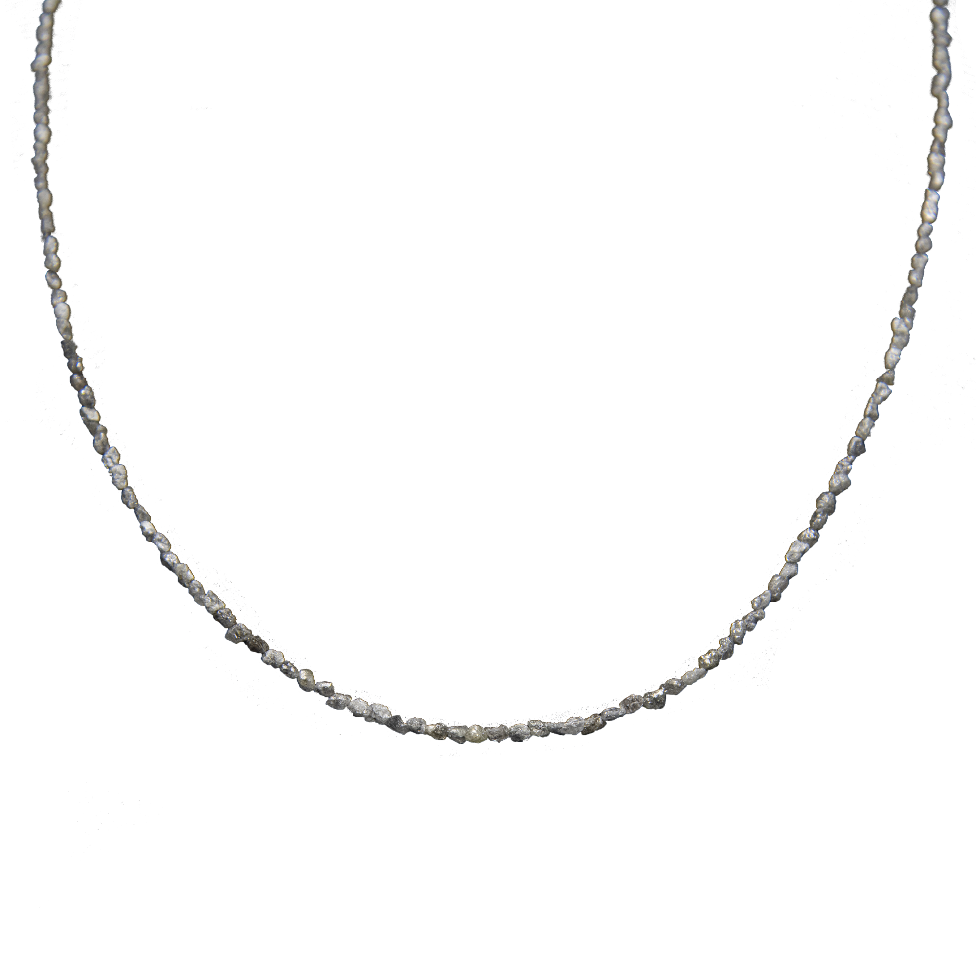 Small Grey Rough Diamond Bead Necklace with Silver Clasp - DeKulture DKW-1379-Small-BNK