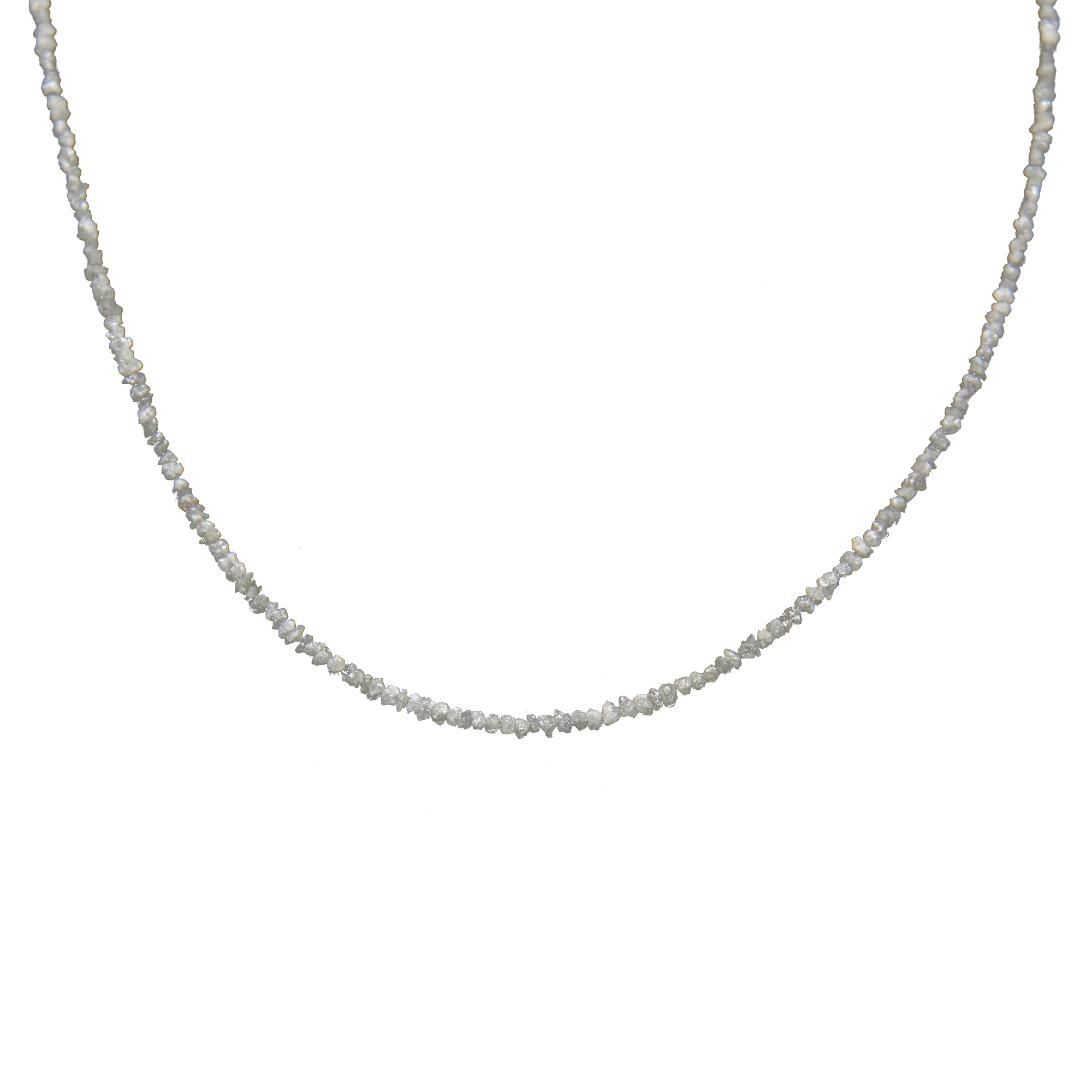 Small silver Rough Diamond Bead Necklace with Silver Clasp - DeKulture DKW-1380-Small-BNK