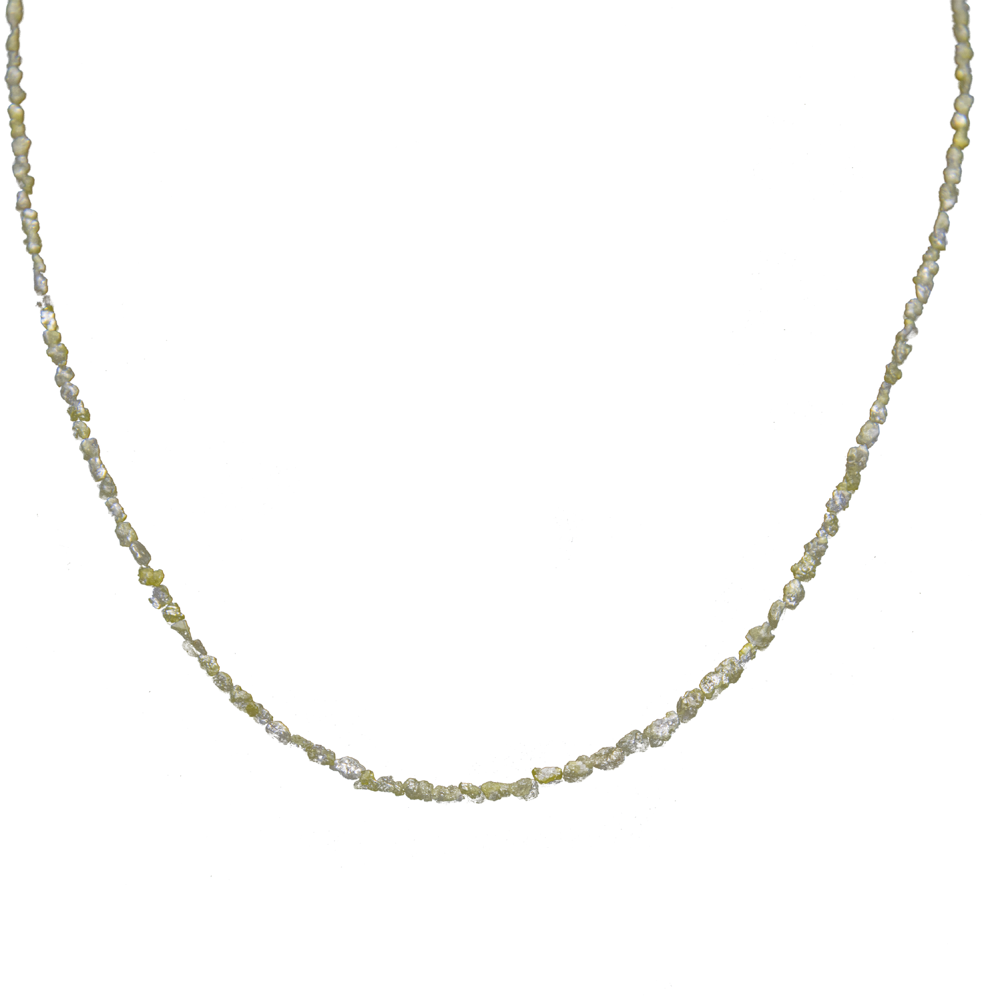 Green Rough Diamond Bead Necklace with Silver Clasp - DeKulture DKW-1381-Small-BNK