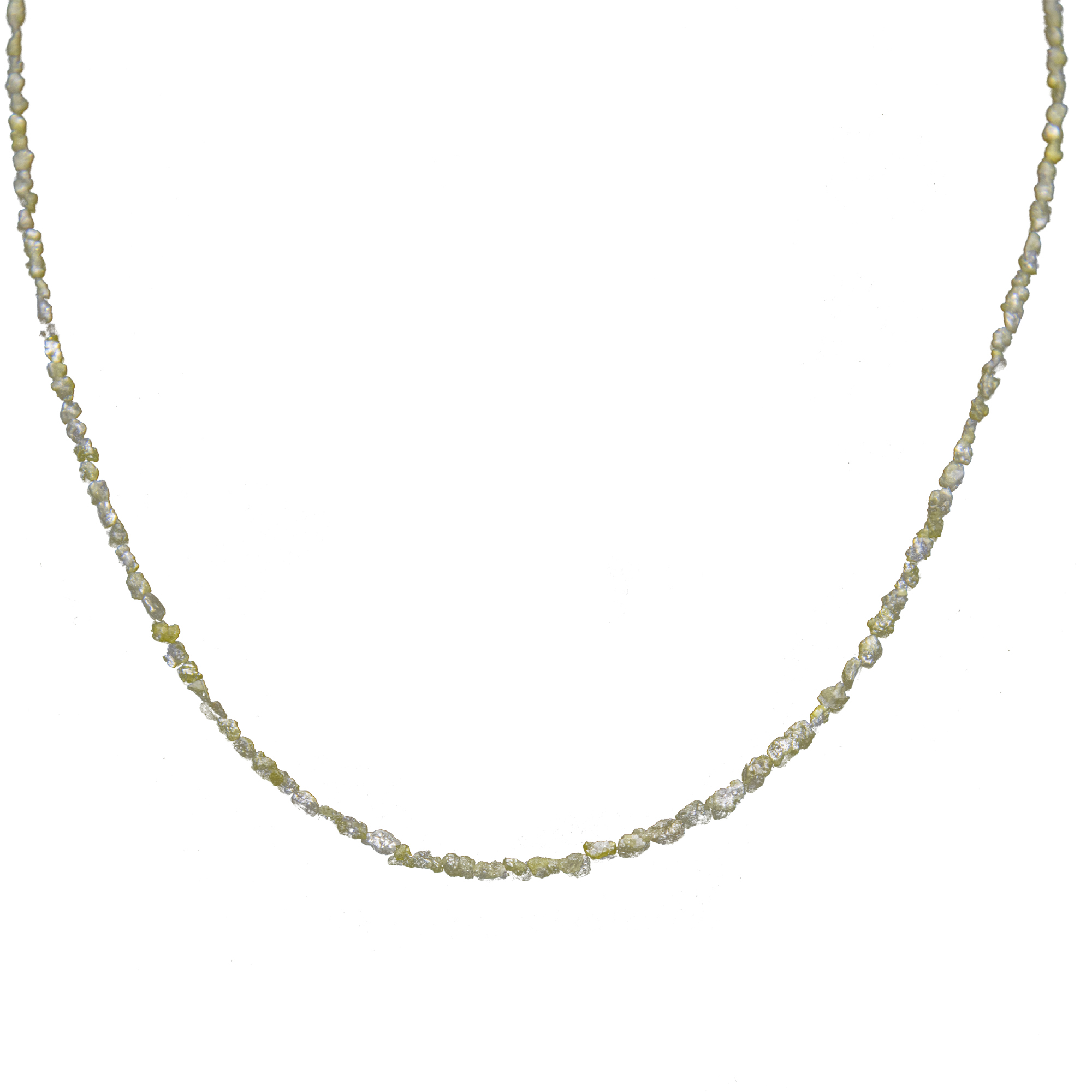 Green Rough Diamond Bead Necklace with Silver Clasp - DeKulture DKW-1381-Small-BNK