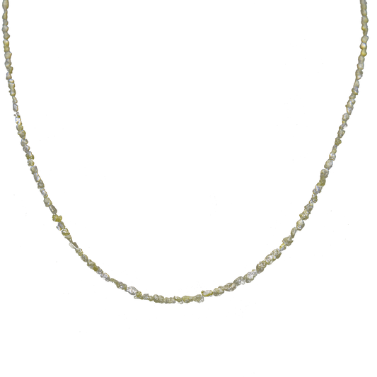 Green Rough Diamond Bead Necklace with Silver Clasp - DeKulture DKW-1381-Small-BNK