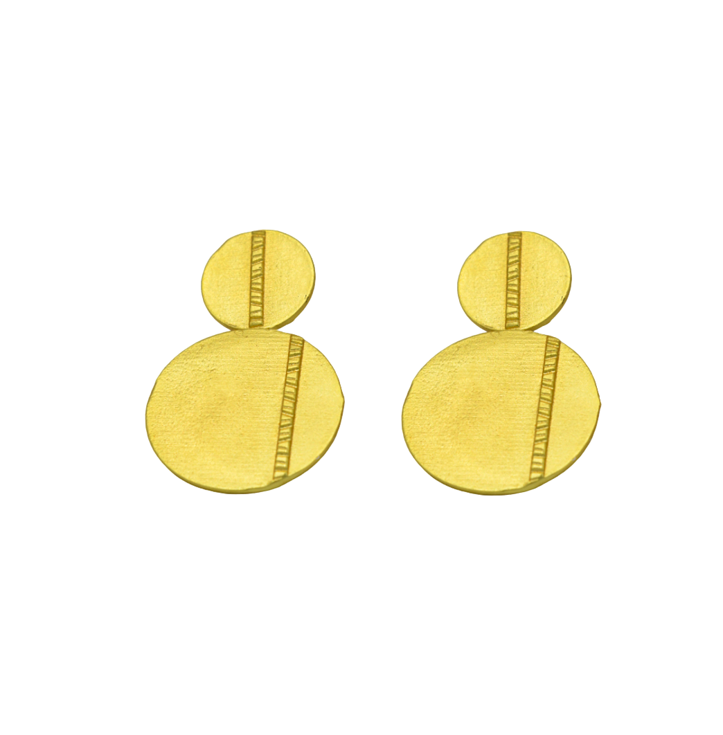 Golden Double Disk with Stud Earring - DeKulture DKW-1403-SEJ