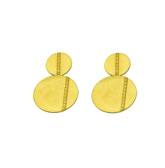 Golden Double Disk with Stud Earring - DeKulture DKW-1403-SEJ
