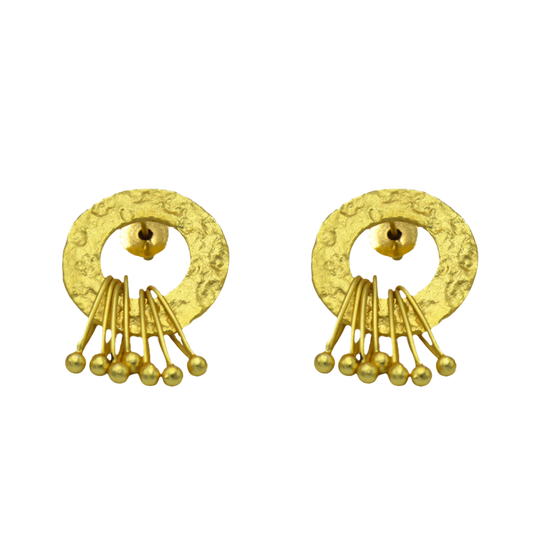 Circle with Safety Pin Danglers Stud Earring - DeKulture DKW-1411-SEJ