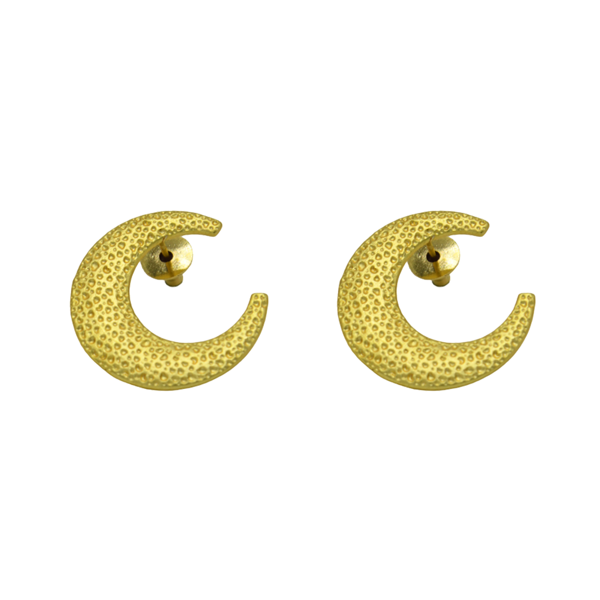 Textured Crescent Moon Stud Earring - DeKulture DKW-1412-SEJ
