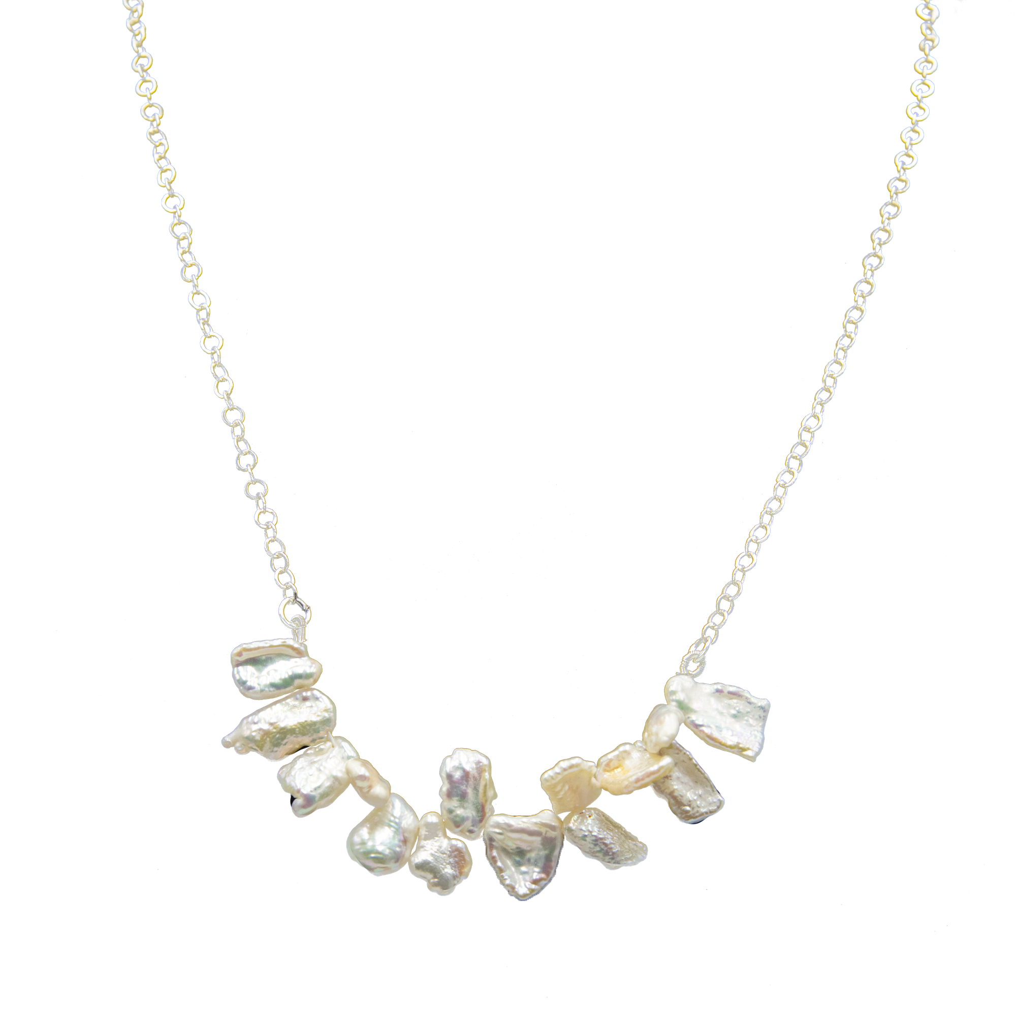 Pearl Silver Plated Chain Necklace - DeKulture DKW-1470-NKJ