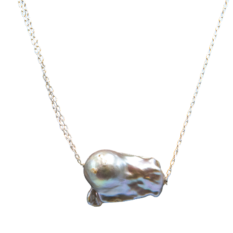 Rainbow Pearl Silver Plated Double Chain Pendant - DeKulture DKW-1478-NKJ