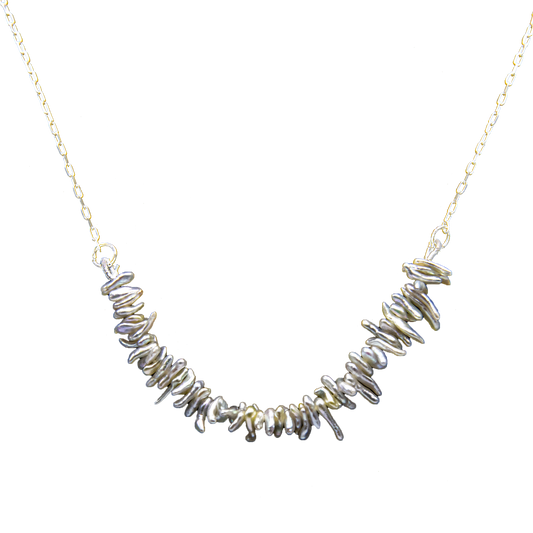 Biwa Pearl Silver Chain Necklace - DeKulture DKW-1485-NKJ