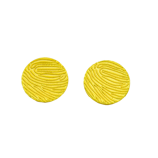 Finger Print Textured Brass Stud Earring - DeKulture DKW-1506-SEJ