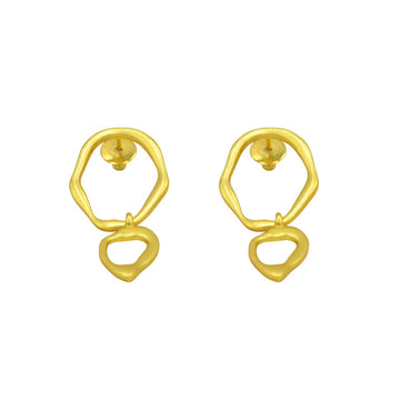 Wavy Dual Loop Brass Stud Earring