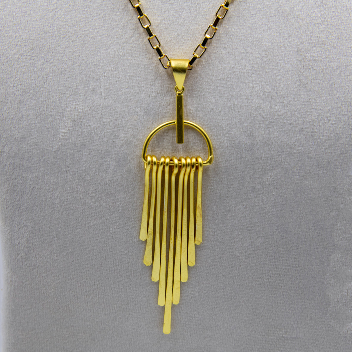 Long Fringe Bohemian Style Brass Pendant