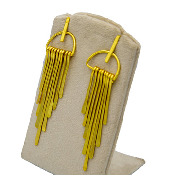 Long Fringe Bohemian Style Brass Stud Earrings