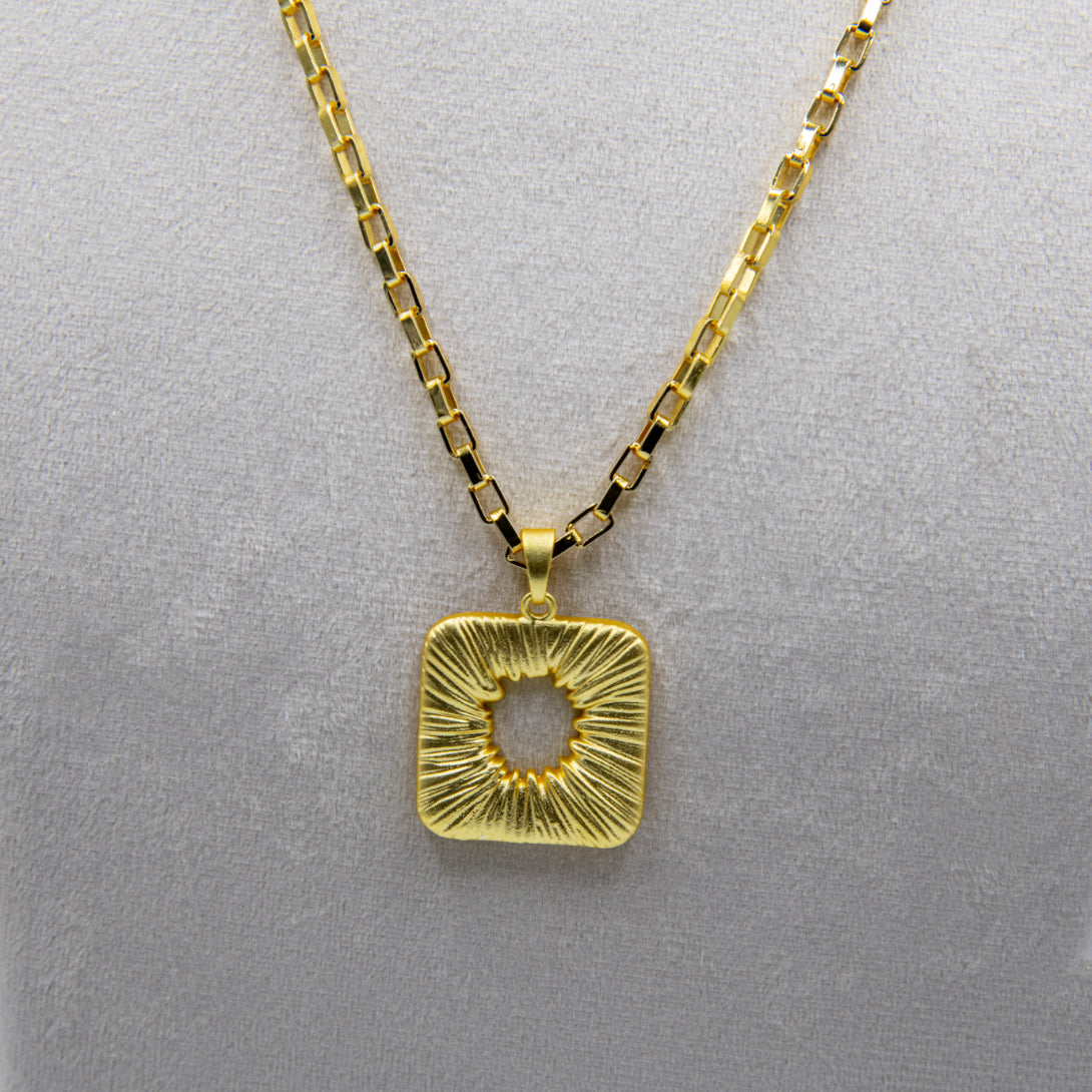 Square Textured Brass Pendant
