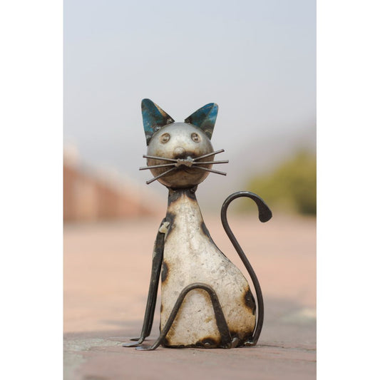 Recycled Standing Cat Figurine