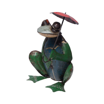 Recycled Frog With Umbrella