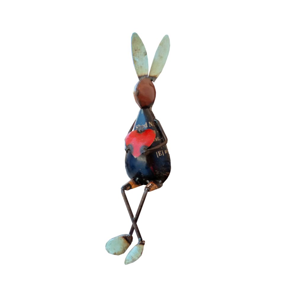 Recycled Rabbit With Heart Statue