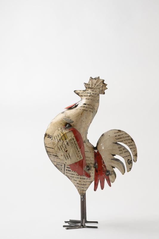 Recycled Iron Rooster Large