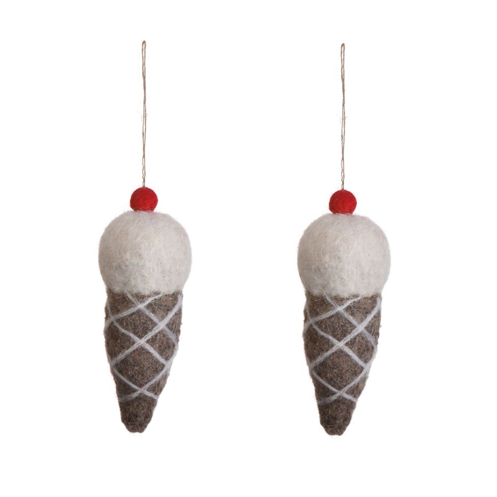 Ice Cream Cone Ornament Set Of 2
