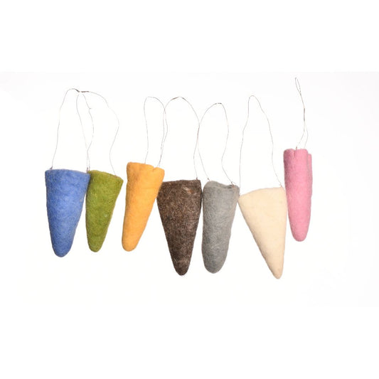 Needle Felted Cone Ornament Set Of 7