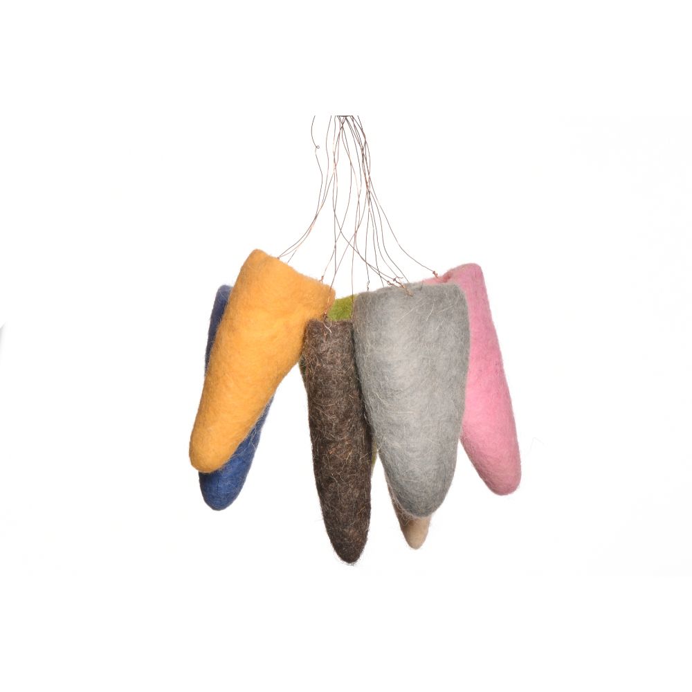 Needle Felted Cone Ornament Set Of 7