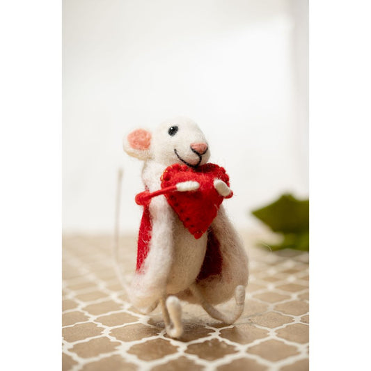 Mice With Red Jacket Heart Ornament