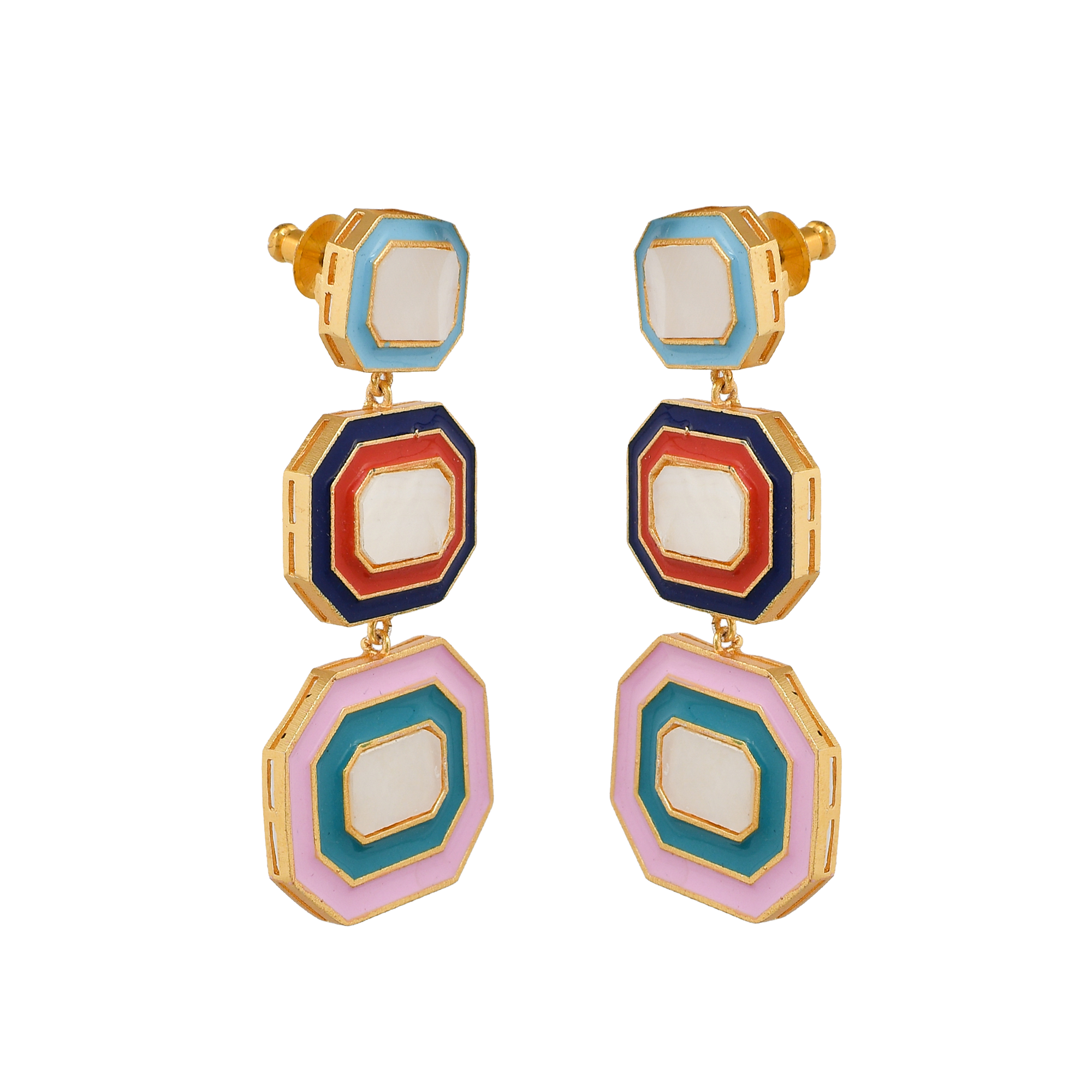 Mother of Pearl Brass Stud Earring - DeKulture DKW-807-E