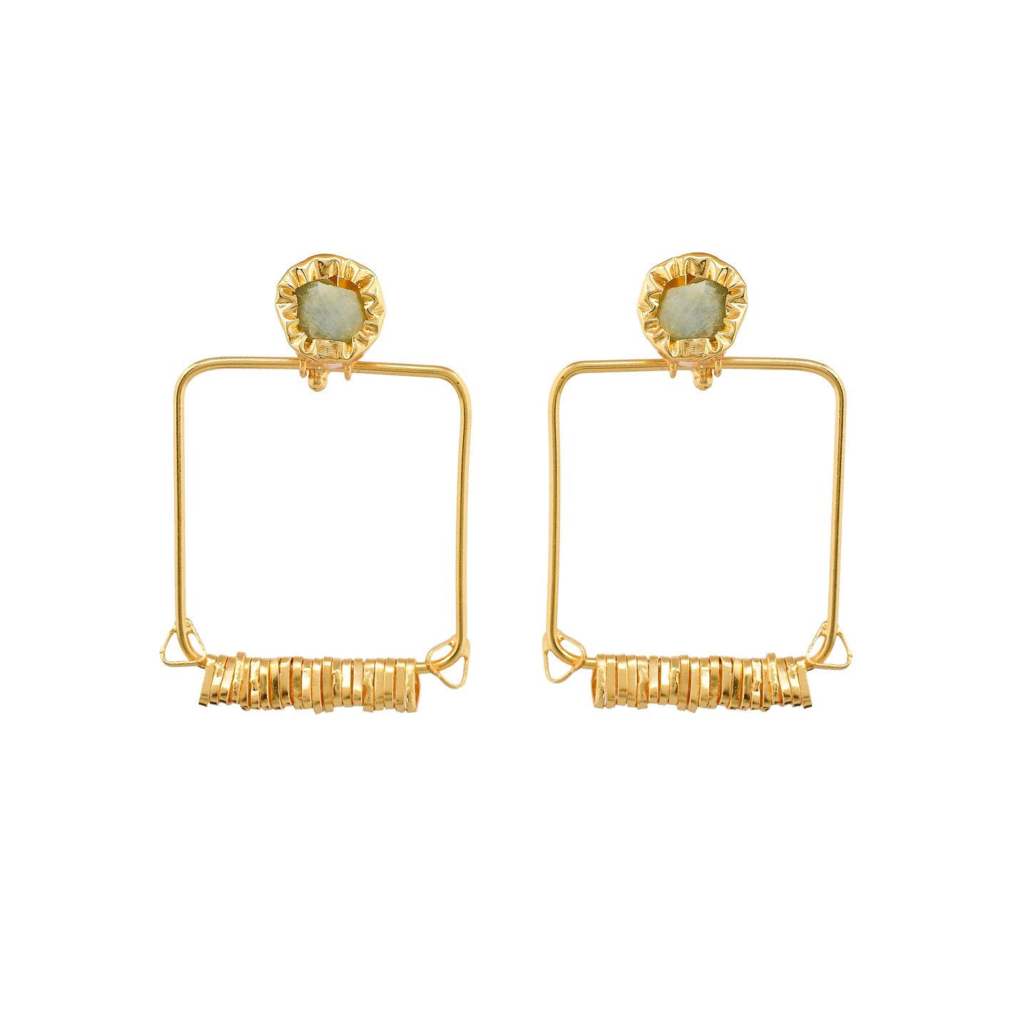 Agate Brass Flash Gold Plating Square Stud Earring - DeKulture DKW-818-E