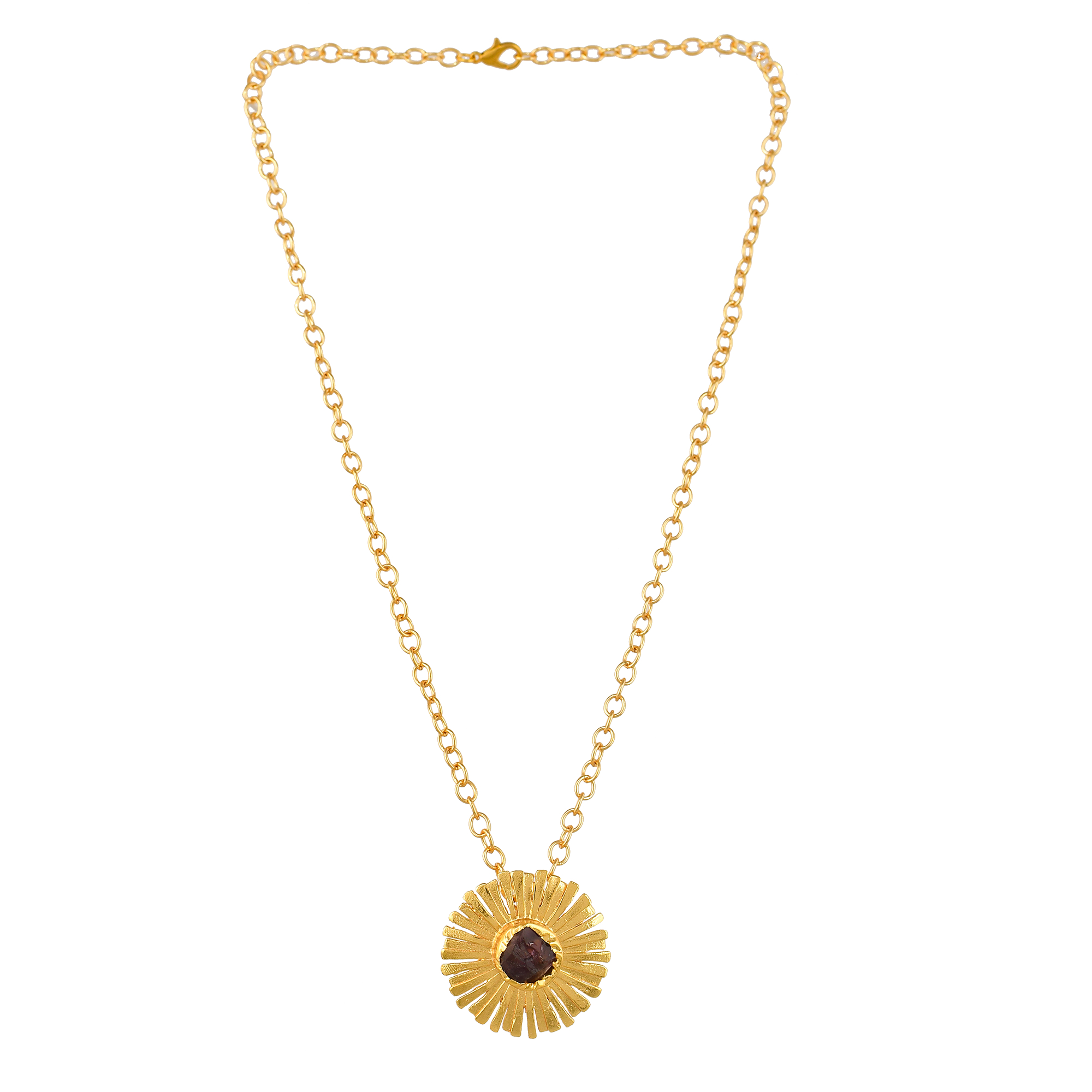 Amethyst Brass Flash Gold Plating Floral Stud Earring - DeKulture DKW-820-E