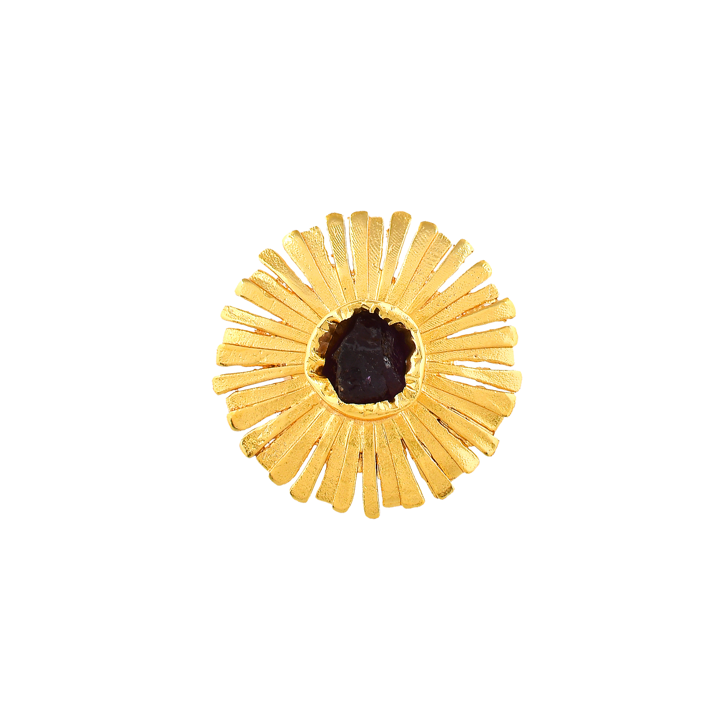 Aquamarine Brass Flash Gold Plating Floral Ring - DeKulture DKW-841-AR