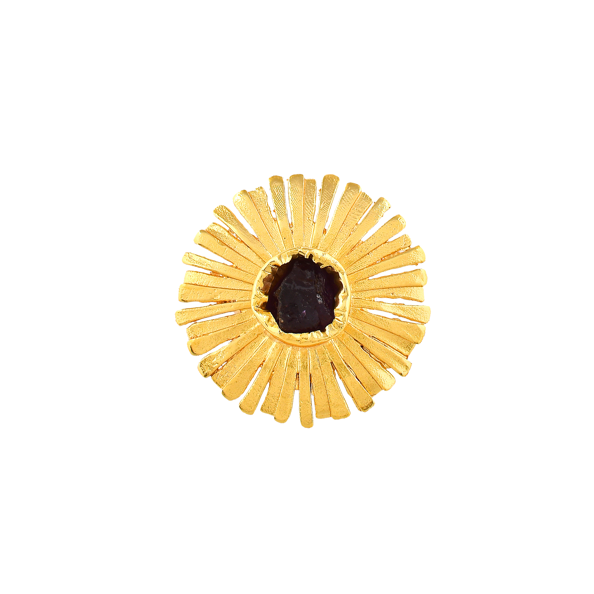 Aquamarine Brass Flash Gold Plating Floral Ring - DeKulture DKW-841-AR