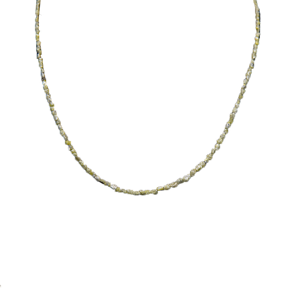Green Rough Diamond Bead Necklace with Silver Clasp