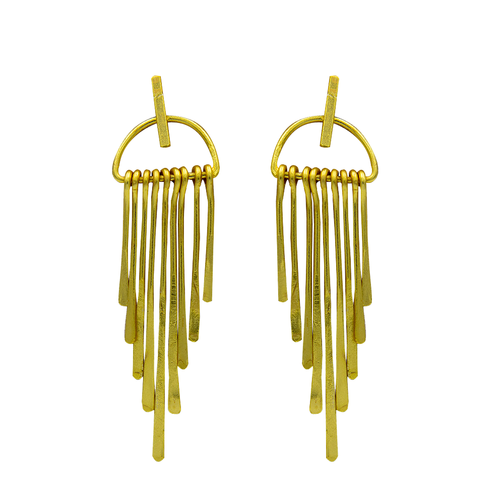 Long Fringe Bohemian Style Brass Stud Earrings - DeKulture DKW-1518-SEJ