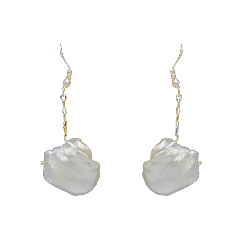 Pearl Curved Silver Plated Dangler Hook Earring - DeKulture DKW-1463-SEJ