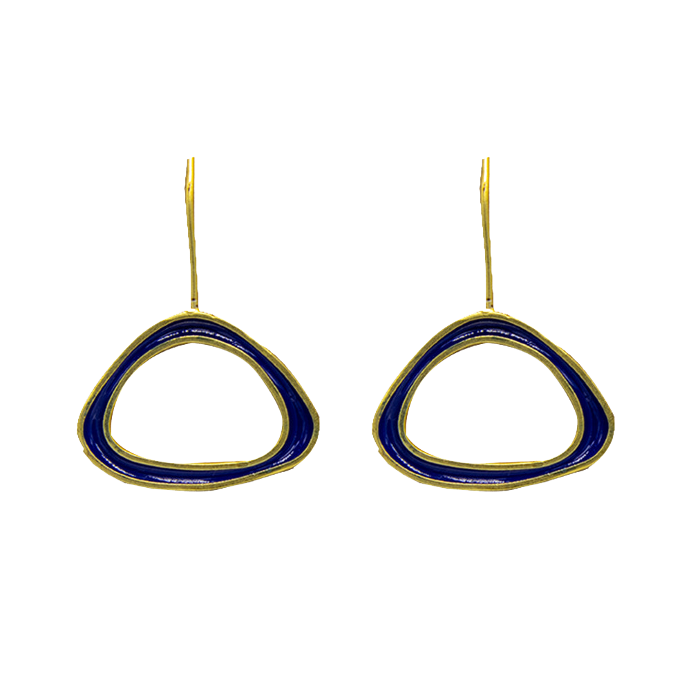 Santorini Blue Enameled Flash Gold Plated Earring - DeKulture DKW-1451-SEJ